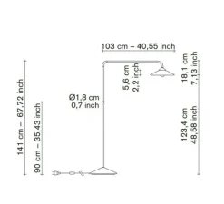 Lampadaire*Valerie_Objects Lampadaire, Standing Lamp marble N°1, , L34cm, H141cm - vert