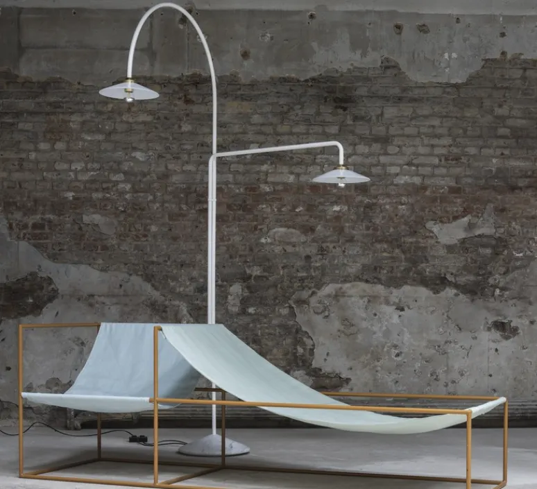 Lampadaire*Valerie_Objects Lampadaire, Standing Lamp marble N°3, , L34cm, H200cm - blanc