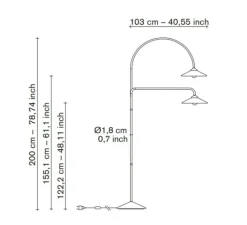 Lampadaire*Valerie_Objects Lampadaire, Standing Lamp marble N°3, , L34cm, H200cm - blanc