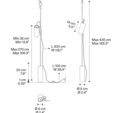 Lampadaire*Lodes Lampadaire suspendu, Cima, , Ø6cm, H34cm - noir, or mat