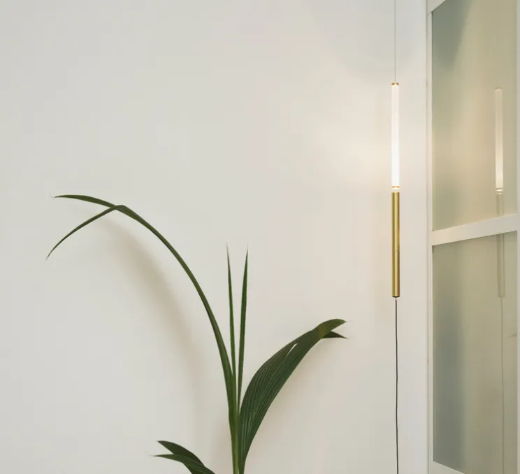 Lampadaire suspendu, Equilibrio, laiton, LED, dim, 2700K, 420 lm, Ø2,2cm, H30cm - OliveLab