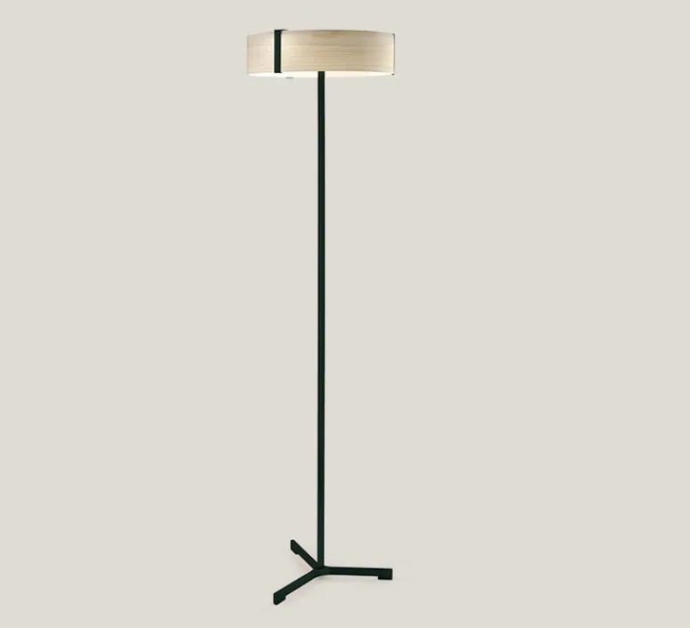 Lampadaire*LZF Lampadaire, Thesis, , LED, 3000K, 1084lm, Ø45cm, H150cm - ivoire, métal finition noir mat