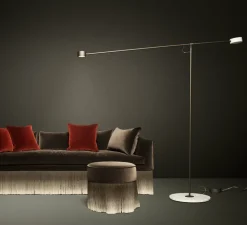 Lampadaire, T-Lamp, marron et marbre blanc, LED, 2700K, 1150lm, L198,7cm, H184,8cm - Moooi