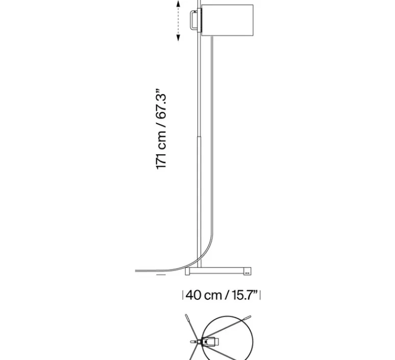 Lampadaire*Santa & Cole Lampadaire, TMC, , L38cm, H171cm - chrome, noir et blanc