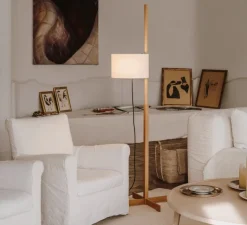 Lampadaire*Santa & Cole Lampadaire, TMM, , Ø60cm, H166cm - chêne naturel, abat-jour blanc