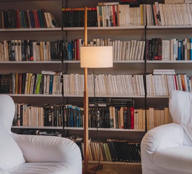 Lampadaire*Santa & Cole Lampadaire, TMM, , Ø60cm, H166cm - chêne naturel, abat-jour blanc