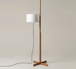 Lampadaire*Santa & Cole Lampadaire, TMM, , Ø60cm, H166cm - chêne naturel, abat-jour blanc