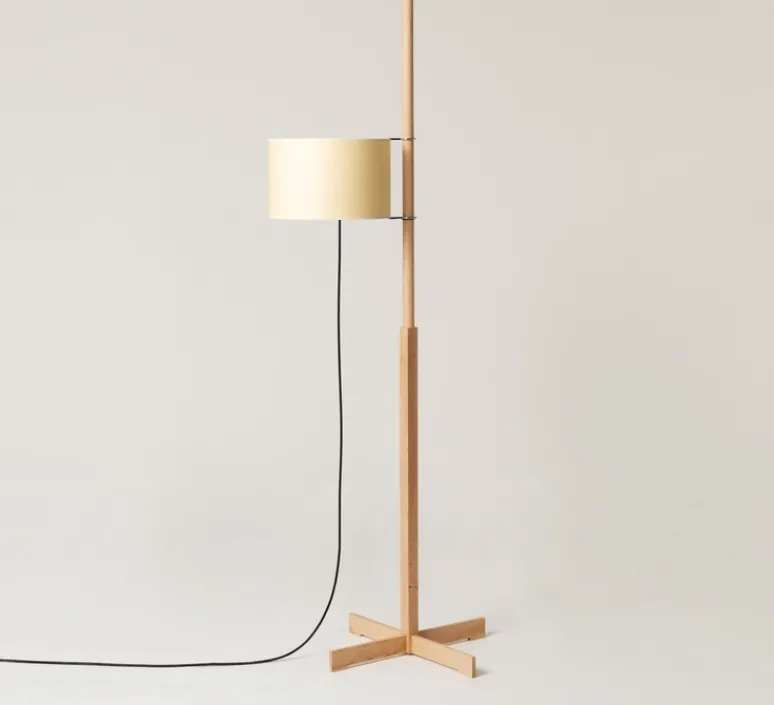 Lampadaire*Santa & Cole Lampadaire, TMM, , Ø60cm, H166cm - hêtre, abat-jour beige