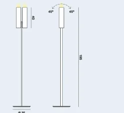 Lampadaire*Rotaliana Lampadaire, Tobu, , LED, dim, 2700K, 7100 lm, Ø35cm, H195cm - blanc