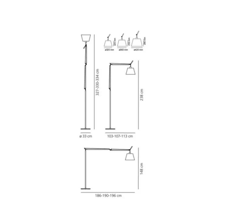 Lampadaire*Artemide Lampadaire, Tolomeo Mega Terra, , dimmable, LED, H334cm, Ø33cm - noir
