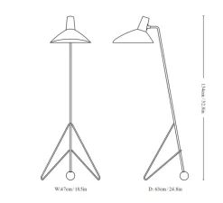 Lampadaire*Andtradition Lampadaire, Tripod HM8, blanc mat, L47cm, H134cm - blanc mat, laiton
