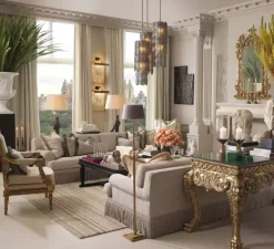 Lampadaire, Tryon, laiton brossé, abat-jour gris velours, Ø20cm, H146,5cm - Eichholtz