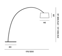 Lampadaire*Foscarini Lampadaire, Twiggy Wood, , LED, 2700K, 3840lm, L170-200cm, H212-228cm - noir