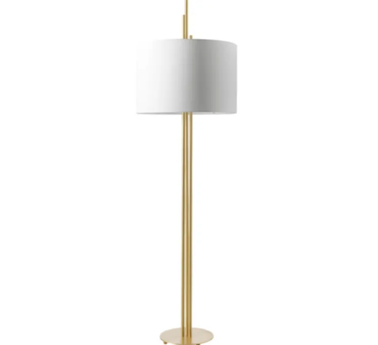 Lampadaire, Upper, Blanc et laiton satiné, Ø60cm, H200cm - CVL