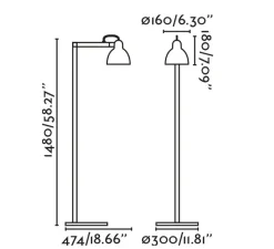 Lampadaire*Faro Lampadaire, Venice, , L16cm, H148cm - noir et blanc
