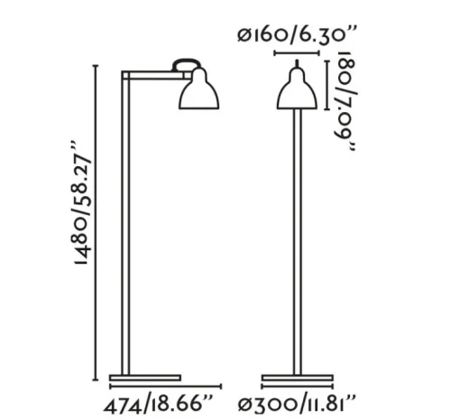Lampadaire*Faro Lampadaire, Venice, , L16cm, H148cm - noir et blanc
