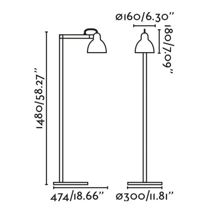 Lampadaire*Faro Lampadaire, Venice, , L16cm, H148cm - noir et blanc