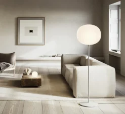 Lampadaire, Volum Short 42, blanc brillant, Ø42cm, H106cm - Lodes