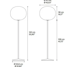 Lampadaire, Volum Short 42, blanc brillant, Ø42cm, H106cm - Lodes