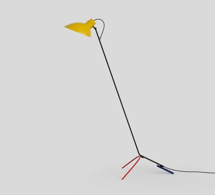 Lampadaire, VV Cinquanta, jaune et mondrian, Ø27,4cm, H147cm - Astep
