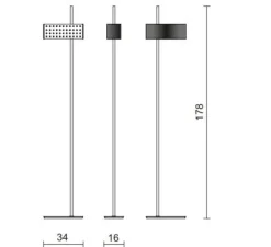 Lampadaire*Tato Italia Lampadaire, Wallie, , L34cm, H178cm - Noir, Chrome