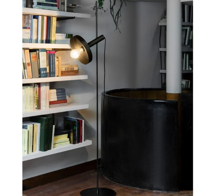 Lampadaire, Whizz, noir et or, Ø30cm, H164cm - Faro