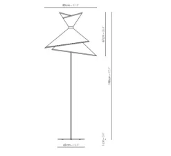 Lampadaire, XL Kimono, Blanc crème et orange, Ø80cm, H198cm - DesignHeure
