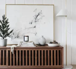 Lampadaire*Louis Poulsen Lampadaire, Yuh, , LED, dim, 2700K, 446 lm, L24cm, H140cm - blanc, laiton, base marbre blanc