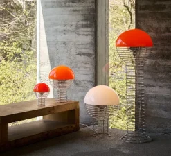 Lampe*Verpan Lampe à poser / baladeuse, Wire, , LED, IP44, Ø18cm, H25cm - rouge, chrome