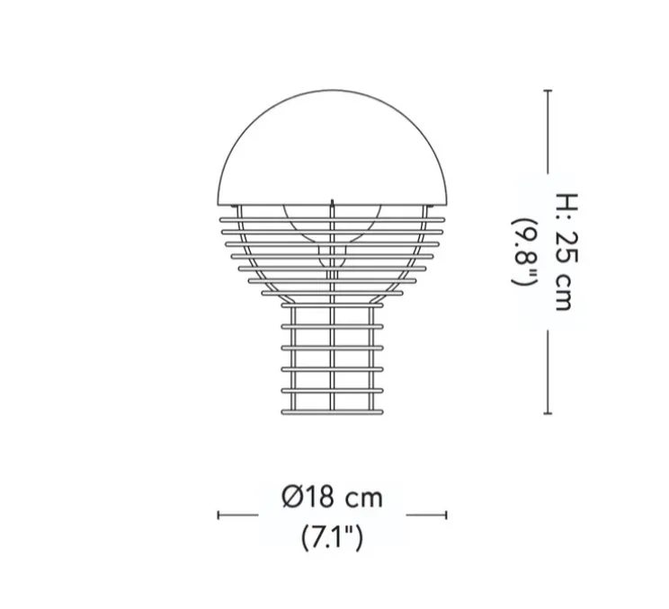 Lampe à poser / baladeuse, Wire, orange, chrome, LED, IP44, Ø18cm, H25cm - Verpan