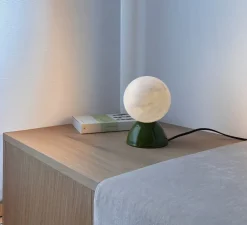 Lampe à poser, Abisal S Mini, albâtre, vert, Ø12cm, H18cm - Luxcambra