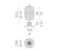 Lampe*Panzeri Lampe à poser, Adamas, , LED, dim, 2700K, 624 lm, Ø23,6cm, H52,3cm - verre fumé, structure noire