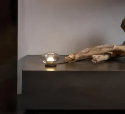 Lampe*Karman Lampe à poser, Agua CT290 T1 V11, noir mat et verre transparent, LED, 3000K, 410 lm, Ø13cm, H9cm - transparent, noir