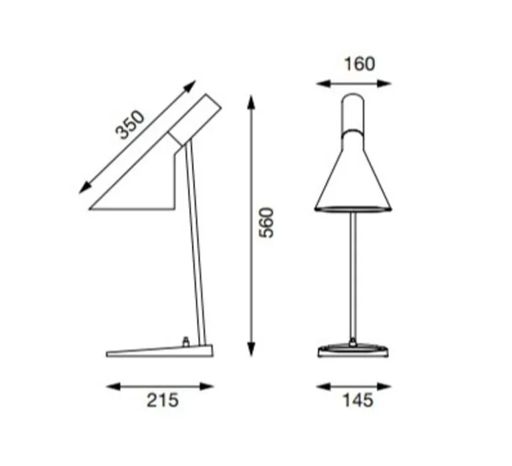 Lampe à poser, AJ, acier inoxydable, L35cm, H56cm - Louis Poulsen