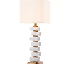 Lampe*Eichholtz Lampe à poser, Amber L, , L35,5cm, H89cm - Laiton antique, marbre blanc