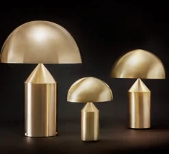 Lampe*Oluce Lampe à poser, Atollo, brossé, H50cm, Ø38cm - laiton