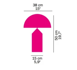Lampe*Oluce Lampe à poser, Atollo, brossé, H50cm, Ø38cm - laiton