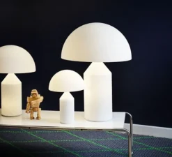 Lampe*Oluce Lampe à poser, Atollo, verre opalin, Ø38cm, H50cm - opalin opaque