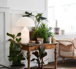 Lampe*Oluce Lampe à poser, Atollo, verre opalin, Ø38cm, H50cm - opalin opaque