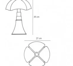 Lampe à poser, baladeuse MINI PIPISTRELLO SANS FIL, Marron foncé, LED, Ø27cm, H35cm - Martinelli Luce