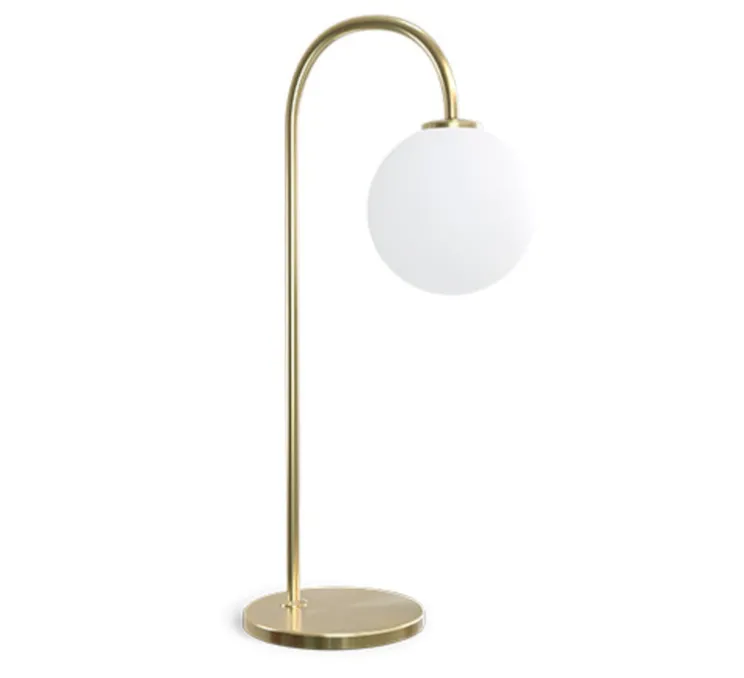 Lampe à poser, Ballon, laiton, verre opalin, Ø16cm, H52,5cm - Herstal
