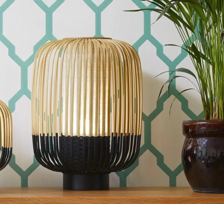 Lampe*Forestier Lampe à poser, Bamboo Light M, noir, Ø27cm, H39cm - bambou, noir