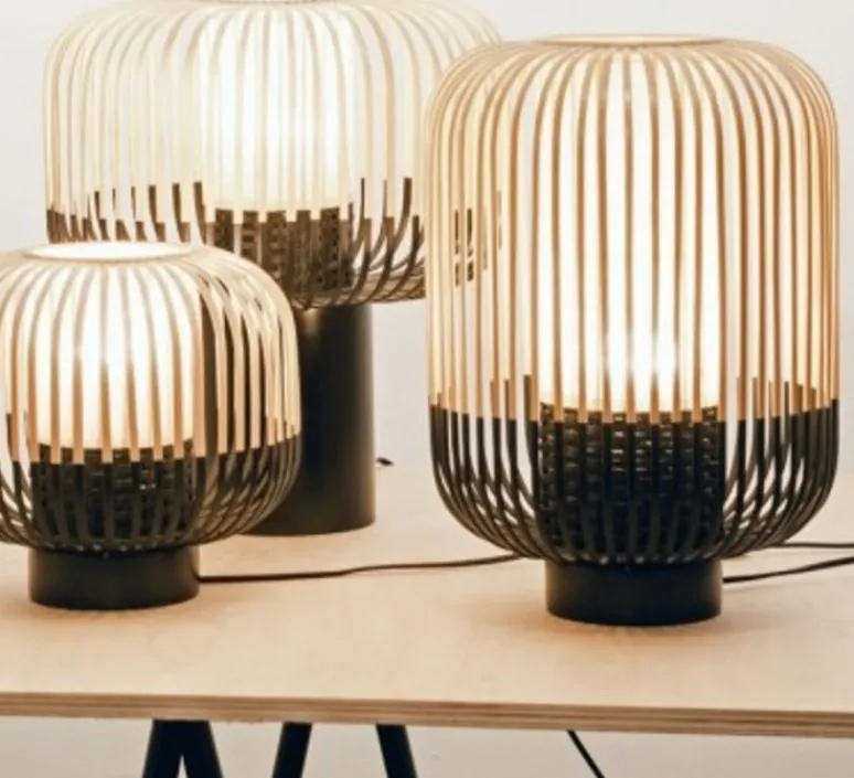 Lampe*Forestier Lampe à poser, Bamboo Light M, noir, Ø27cm, H39cm - bambou, noir