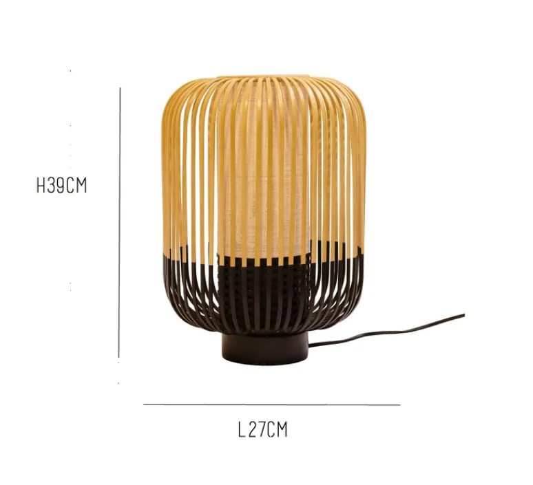 Lampe*Forestier Lampe à poser, Bamboo Light M, noir, Ø27cm, H39cm - bambou, noir