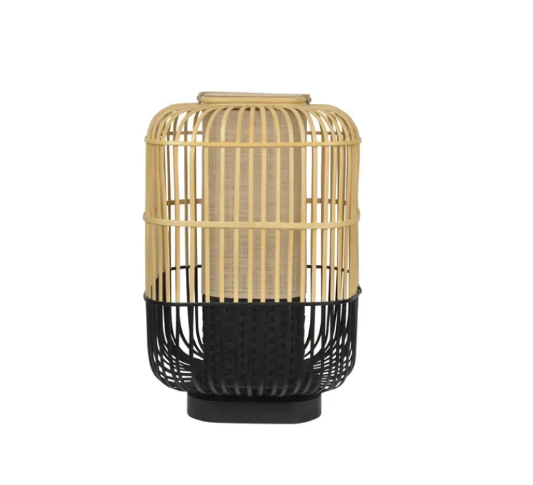 Lampe*Forestier Lampe à poser, Bamboo Square L, , Ø38cm, H65,5cm - noir