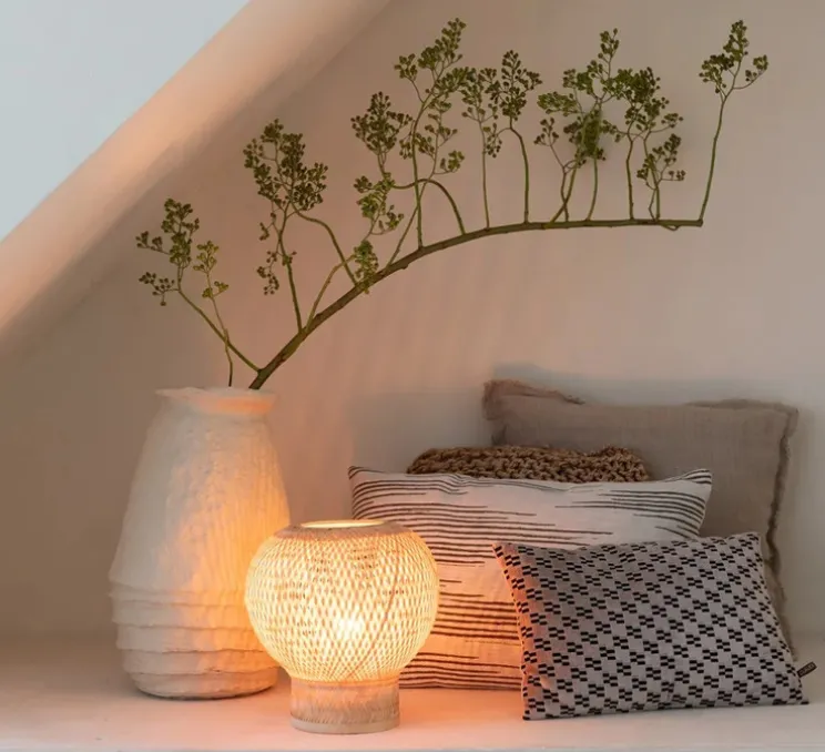 Lampe à poser, Barbados, naturel, Ø25cm, H27cm - Good&Mojo