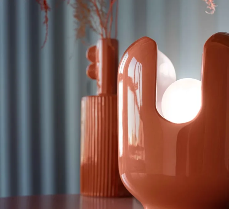 Lampe à poser, Batucada, orange, Ø14,5cm, H20cm - Ferroluce