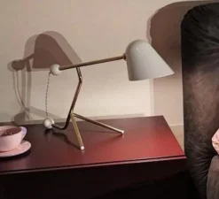 Lampe*Tato Italia Lampe à poser, Beghina, , LED, 3000K, 200lm, L22cm, H41cm - blanc brillant, laiton