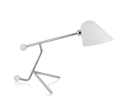 Lampe*Tato Italia Lampe à poser, Beghina, , LED, 3000K, 200lm, L22cm, H41cm - blanc texturé, chrome