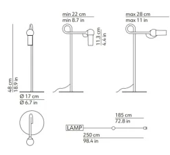 Lampe*KDLN Lampe à poser, Bird, , LED, dim, 2700K, 660 lm, L17cm, H48cm - rouge brique